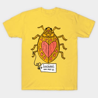 golden love bug, i love you dearly. cute vintage artwork. T-Shirt